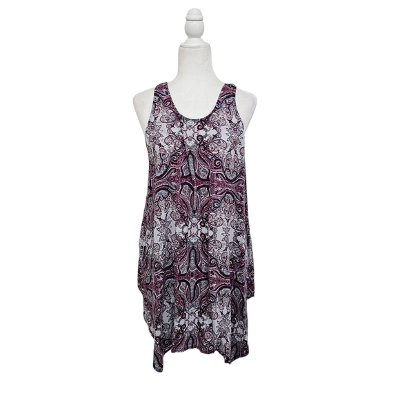 Swim By Cacique Boho Print Coverup Purple Cutout Back Womens Size 14/16 - Picture 1 of 9